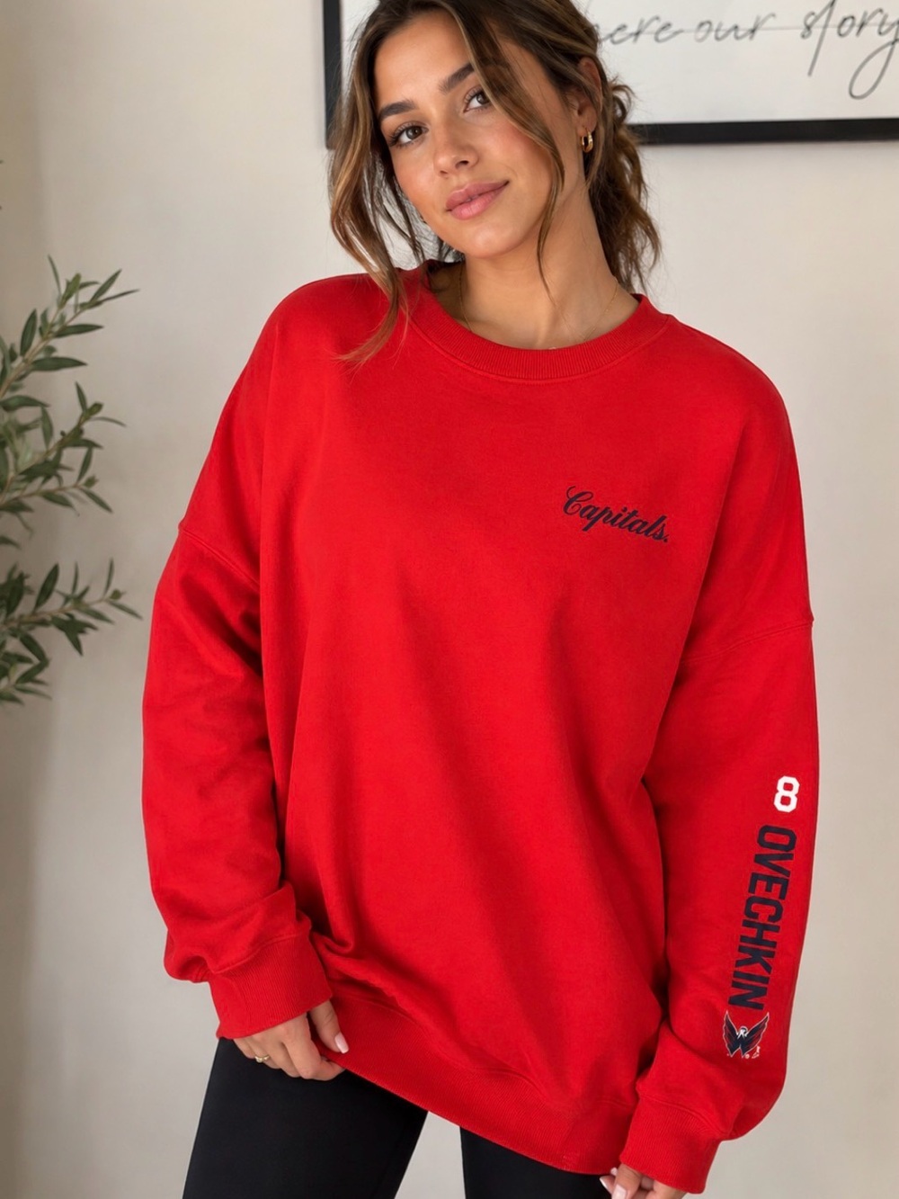 Fanatics Washington Capitals Red Crewneck Sweatshirt Women Size Medium NWT